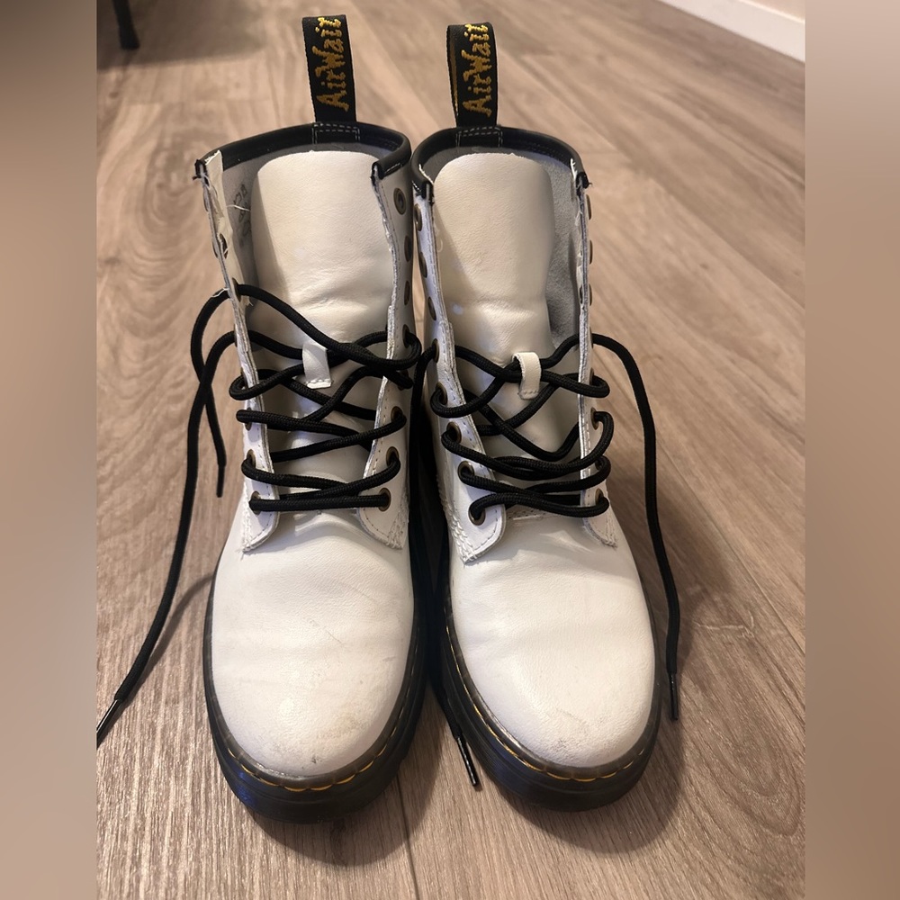 White Dr Marten Lace Up Boots